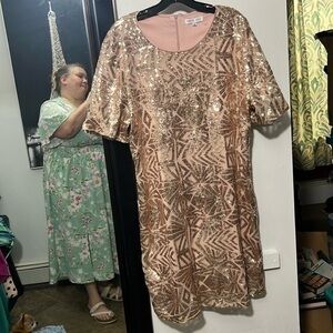 Beautiful sequin rose gold dress size 18